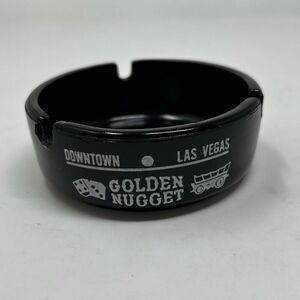 Vtg Golden Nugget Gambling Hall Ashtray Downtown Las Vegas Casino Saloon Black